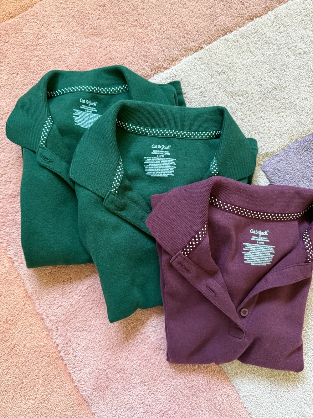 Set of 3 Cat & Jack girls collared uniform shirts Sz S (6-7)